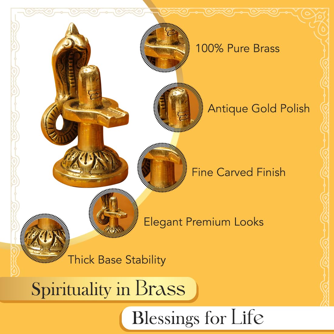 Ekhasa 100% Pure Brass Shivling for Home Puja (Size: 7 cm) | Siva Linga for Pooja | Shiva Lingam for Office | Shiv Linga for Gift | Shiva Linga | Ideal Gift for All Occasions