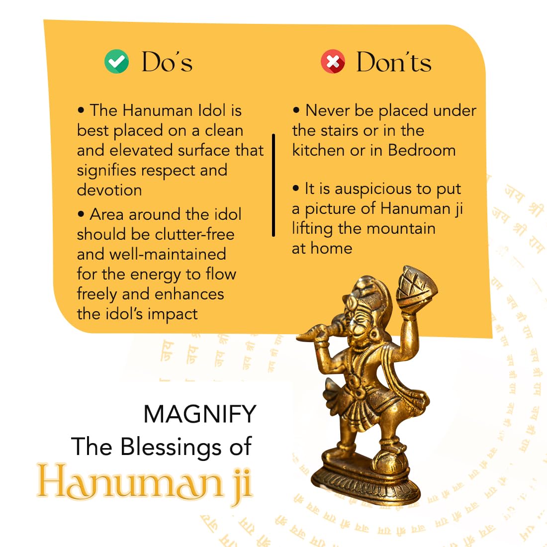 Ekhasa 100% Pure Brass Hanuman Ji Murti for Home Puja (Size: 8.4 cm) | Lord Hanuman Idol for Desk, Car and Home Decor | Balaji Idol | Bajrangbali Murti | Bahubali Hanuman Idol