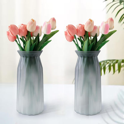 Ekhasa Grey Flower Glass Bud Vase for Home Decor | Glass Vases Home Decor for Living Room & Home Decoration | Flower Vase Aesthetic Flower Pots for Home Table Dining Table (Matte Finish - Set of 2)