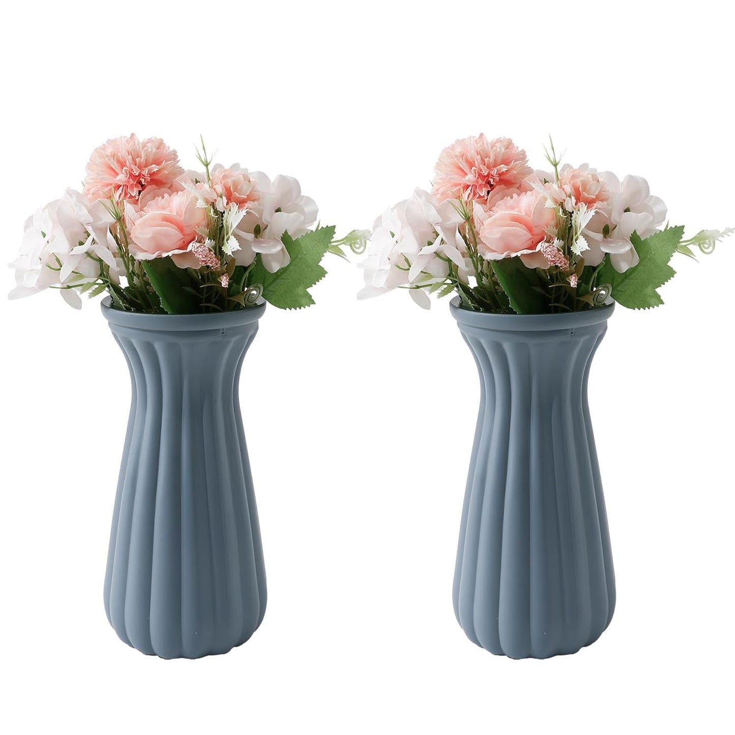 Ekhasa Blue Flower Glass Bud Vase for Home Decor | Glass Vases Home Decor for Living Room & Home Decoration | Flower Vase Aesthetic Flower Pots for Home Table Dining Table (Matte Finish - Set of 2)