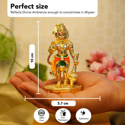 Ekhasa Hanuman Ji Murti for Home Puja (Size: 10 cm) | Lord Hanuman Idol for Desk, Car and Home Decor | Balaji Idol | Bajrangbali Murti | Bahubali Hanuman Idol