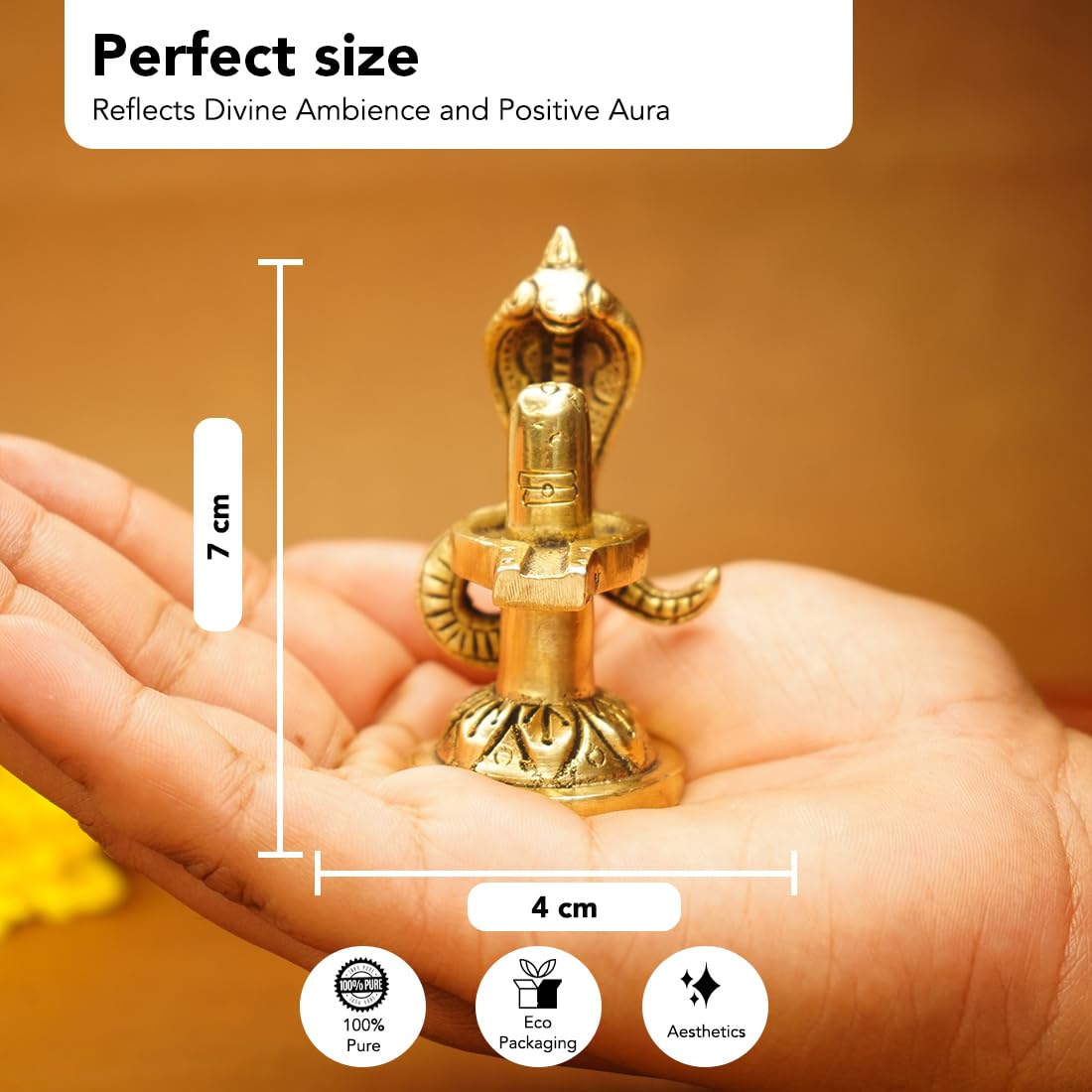 Ekhasa 100% Pure Brass Shivling for Home Puja (Size: 7 cm) | Siva Linga for Pooja | Shiva Lingam for Office | Shiv Linga for Gift | Shiva Linga | Ideal Gift for All Occasions