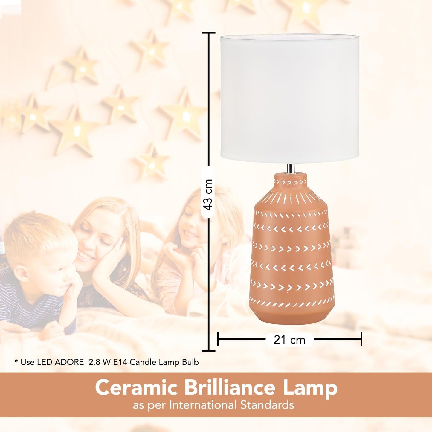 Ekhasa Ceramic Side Table Lamp for Bedroom | Bedside Night Lamps | Decorative Aesthetic Table Lamp for Living Room & Home Decoration | Cute Small Beautiful Bed Side Reading Light Lamp for Room