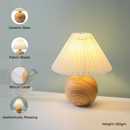 Ekhasa Ceramic Dimmable Bedside Lamp | Table Lamps for Home Decoration with Fabric Shade | Ceramic Base Side Table Lamp for Living Room | Bed Side Lamp | Aesthetic Night Bed Lamps for Bedroom