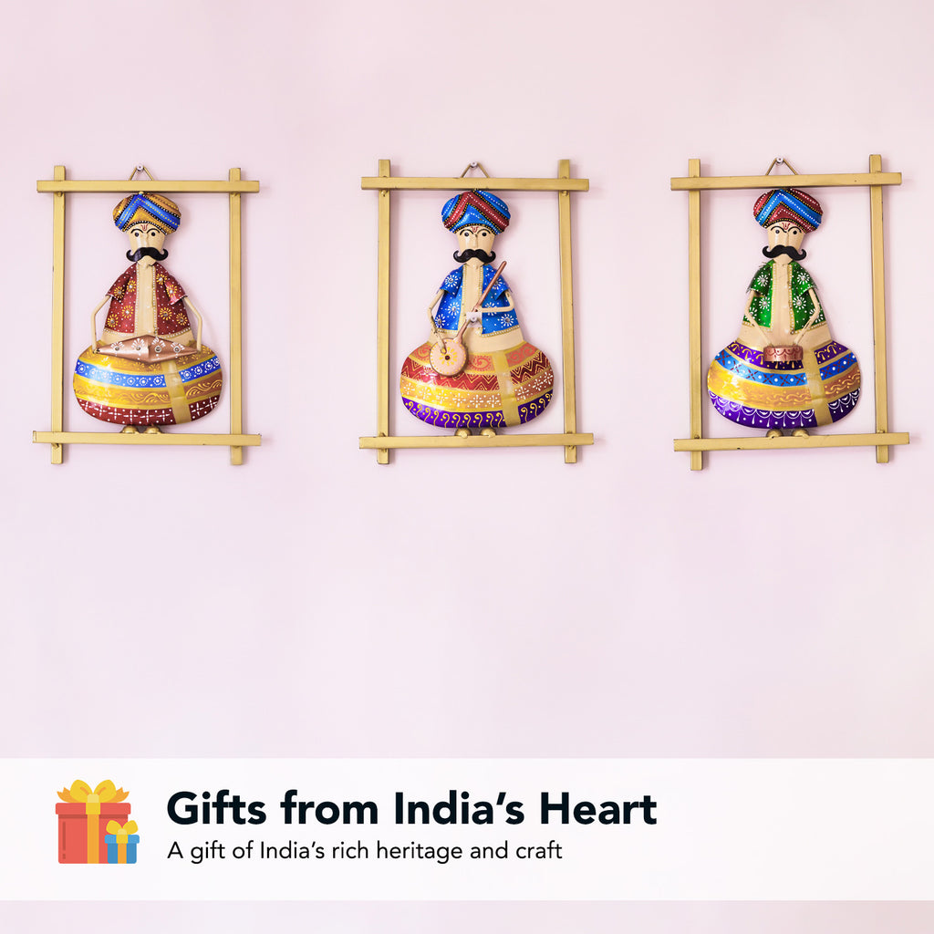 Rajasthani Musicians Metal Wall Hanging Set for Living Room, Bedroom & Home Decor