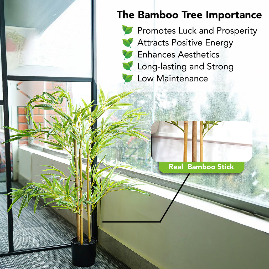 Bamboo Artificial Plant with Pot for Home & Office Decor