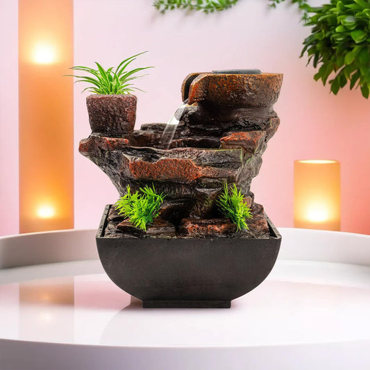 Ekhasa Water Fountains for Home Decor | Cascade Waterfall Fountain Indoor for Living Room, Balcony & Garden Outdoor | Small Mini Fountain Water Falls Showpiece for Table Top Home Decoration Items