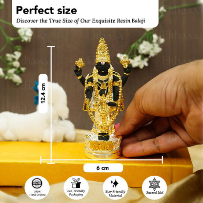 Ekhasa Tirupati Balaji Idol (12.4 cm) | Lord Venkateswara Idol for Car Dashboard, Pooja Room, Home Decor & Office Desk | Venkateshwara Swamy Murti | Perumal Statue | God Idols for Gifting