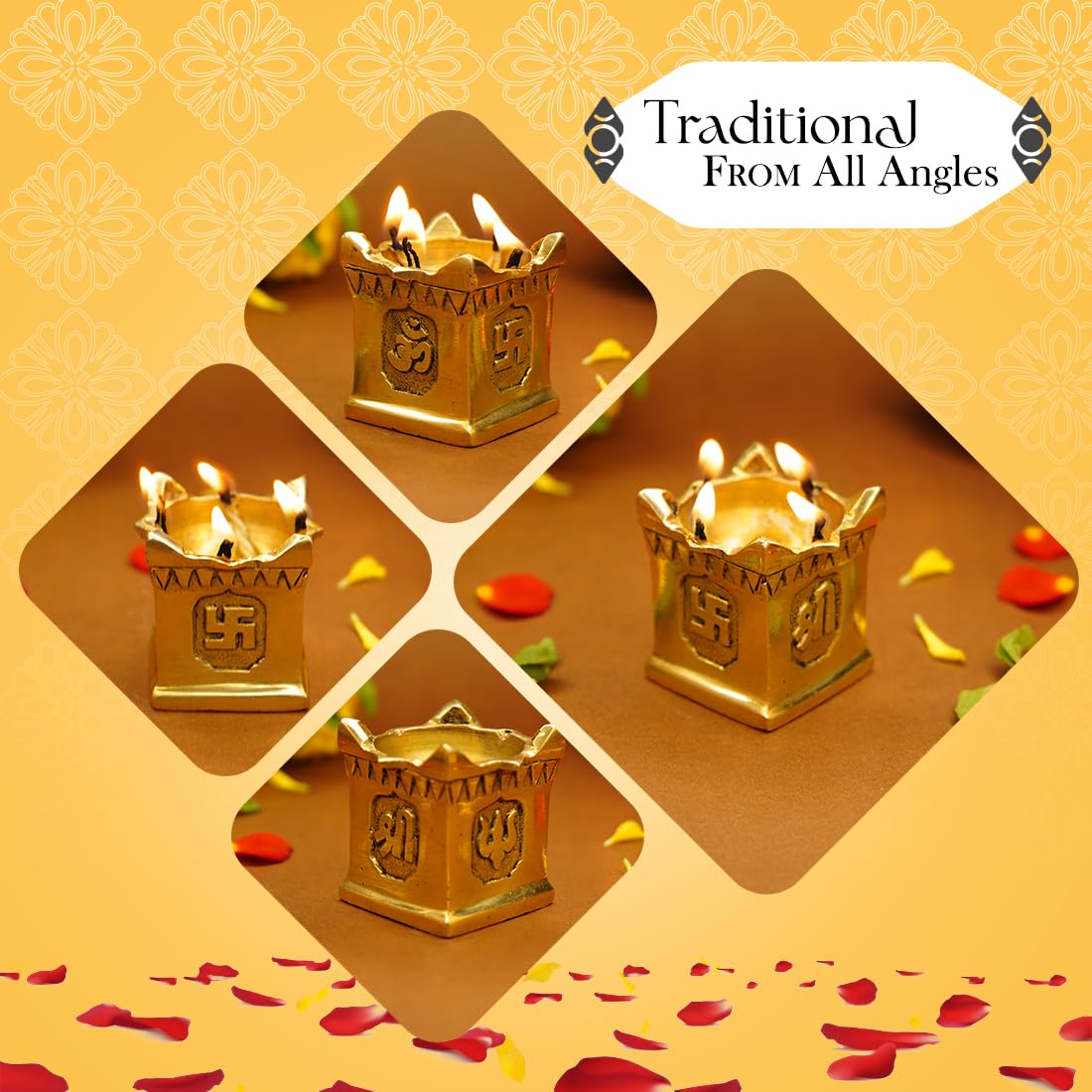 Ekhasa 100% Pure Brass Tulsi Diya for Puja | Diyas for Home Decoration | Pital Deepam for Pooja | Brass Oil Lamps for Pooja | Agal Vilakku for Pooja | Puja Diya for Home Mandir | Deepak Kundulu Samai