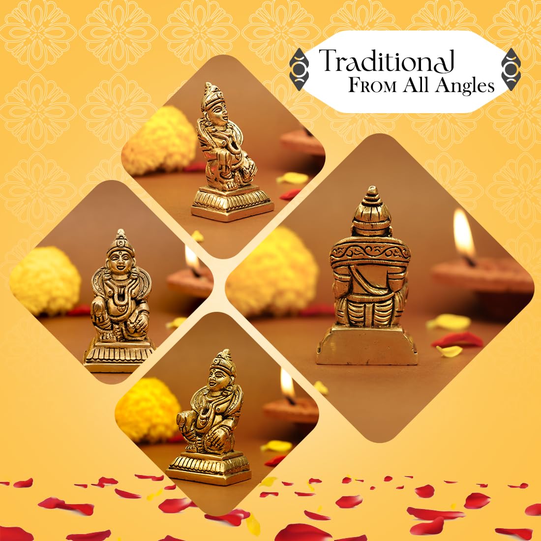 Ekhasa 100% Pure Brass Kuber Murti (7 cm) | Kuber Statue for Vastu | Kuber Murti for Car Dashboard, Pooja Room, Home Puja, Office Desk | Kuber ji ki Murti Pure Pital ki | Guberan Statue