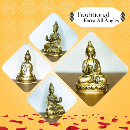 Ekhasa 100% Pure Brass Gautam Buddha Statue (7 cm) | Buddha Idol for Home Decor, Car Dashboard, Pooja Room, and Office Desk | Small Lord Buddha Murti for Home | Sitting Buddha Showpiece