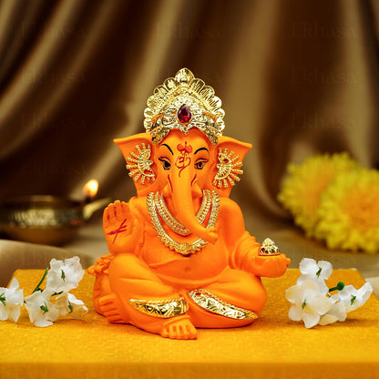 Ekhasa Ganesh Idol for Car Dashboard | Ganpati Idol for Cars | Vinayak Idols for Car Dashboard, Home Decor | Ganapathi Idol for Home | Vinayagar Statue | Ganpati ji for Office Desk (Mango)