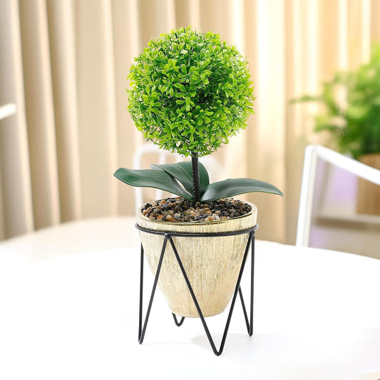 Ekhasa Topiary Grass Artificial Plants for Home Decor with Decorative Pot (36 CM) | Fake Faux False Show Decor Indoor Plastic Small Decorative Potted Plant for Living Room, Kitchen, Office