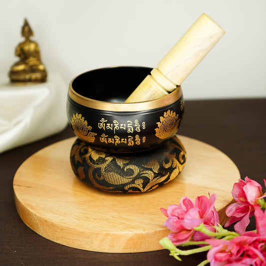 Ekhasa 100% Pure Bronze Handmade Tibetan Meditation Singing Bowl (3.5 inch) | Authentic Sound Bowl Meditation Set for Deep OM Sound | Tibetan Sound Healing Bowls are Perfect Spiritual, Yoga Gifts