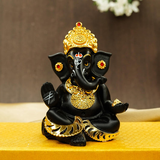 Ekhasa Ganesh Idol for Car Dashboard | Ganpati Idol for Cars | Vinayak Idols for Car Dashboard & Home Decor | Ganapathi Idol for Home | Vinayagar Statue | Ganpati ji for Office Desk (Black)