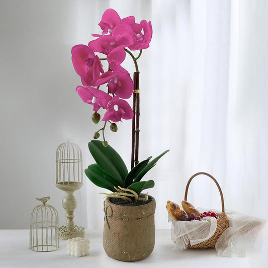 Ekhasa Orchid Flower Vase Pot with Artificial Flowers for Home Decoration | Guldasta Flower Pots with Artificial Show Flower for Living Room, Dining Table, Bedroom, Hall, Office & Home Decor