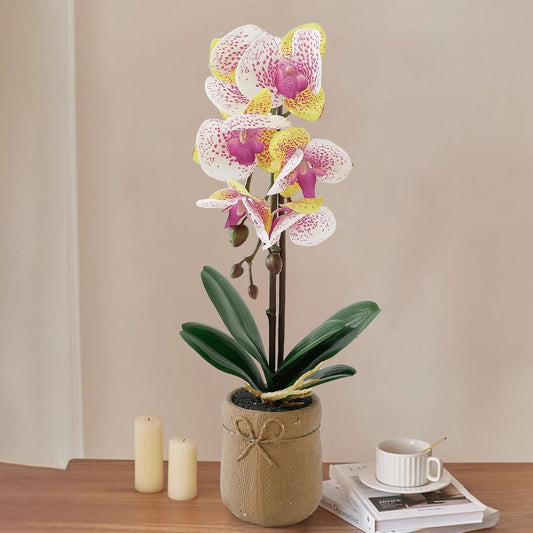 Ekhasa Orchid Flower Vase Pot with Artificial Flowers for Home Decoration | Guldasta Flower Pots with Artificial Show Flower for Living Room, Dining Table, Bedroom, Hall, Office & Home Decor