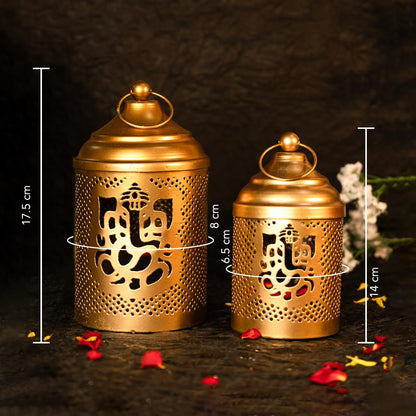Ekhasa Metal Tealight Candle Holders for Home Decor | Perfect Candle Stand for Diwali Decoration and Table Decor | Indoor & Outdoor, Festival Decorative Candles Gift Items (Ganesh Ganpati, Set of 2)
