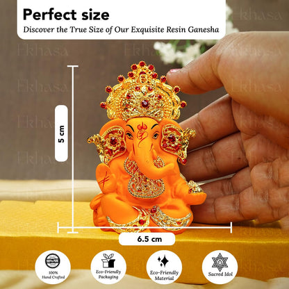 Ekhasa Ganesh Idol for Car Dashboard | Ganpati Idol for Cars | Vinayak Idols for Car Dash board & Home Decor | Ganapathi Idol for Home | Vinayagar Statue | Ganpati Ganesh ji for Office Desk (Mango)