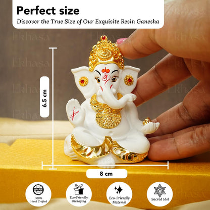 Ekhasa Ganesh Idol for Car Dashboard | Ganpati Idol for Cars | Vinayak Idols for Car Dashboard & Home Decor | Ganapathi Idol for Home | Vinayagar Statue | Ganpati ji for Office Desk (White)