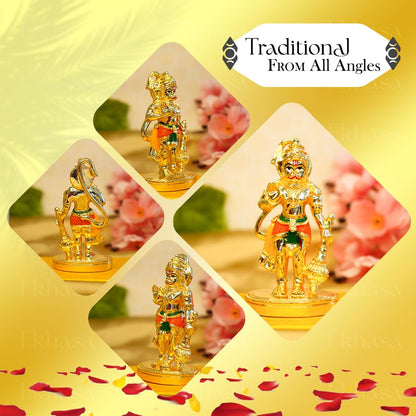 Ekhasa Hanuman Ji Murti for Home Puja (Size: 10 cm) | Lord Hanuman Idol for Desk, Car and Home Decor | Balaji Idol | Bajrangbali Murti | Bahubali Hanuman Idol