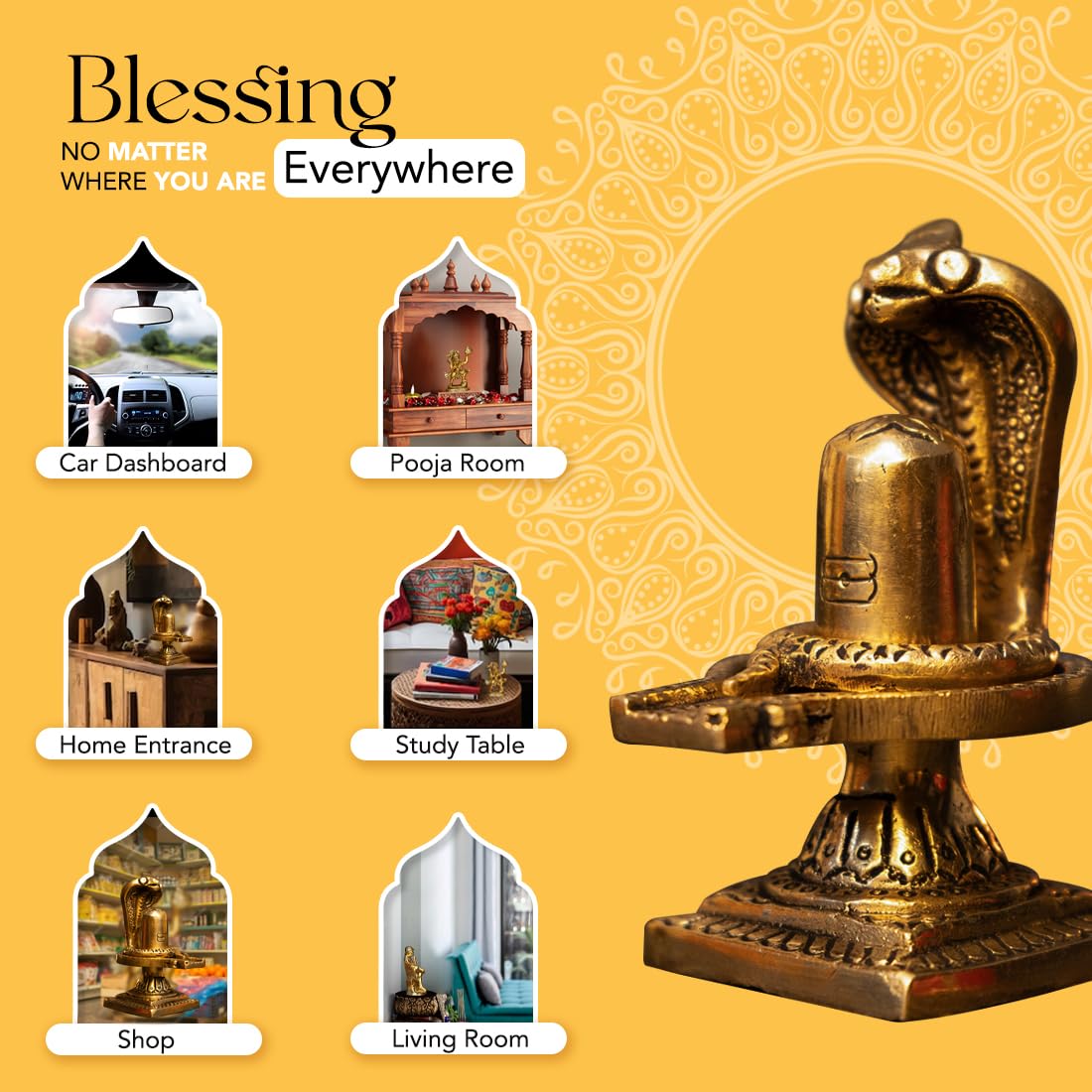 Ekhasa 100% Pure Brass Shivling for Home Puja (Size: 8 cm) | Siva Linga for Pooja | Shiva Lingam for Office | Shiv Linga for Gift | Shiva Linga | Ideal Gift for All Occasions