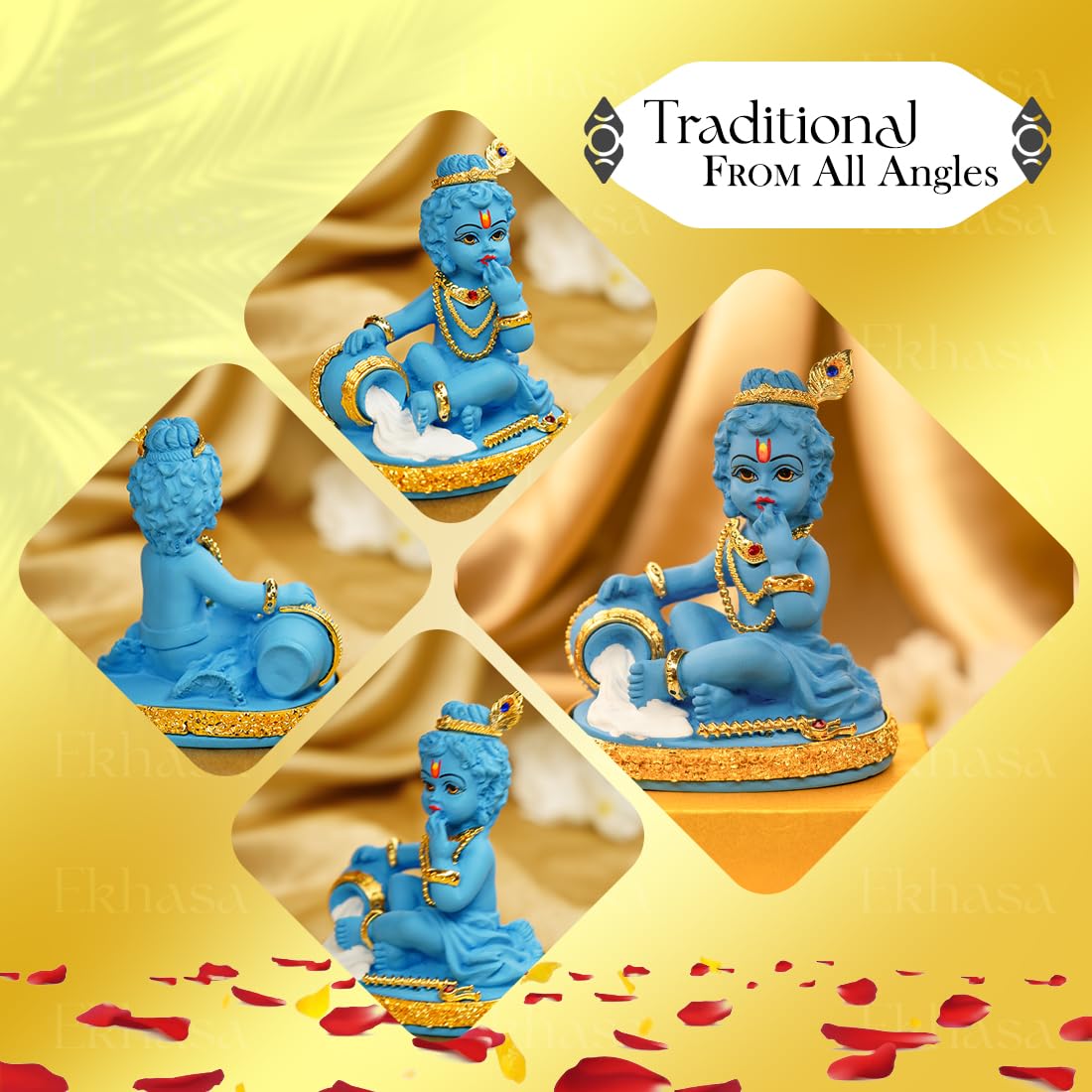 Ekhasa Blue Bal Gopal Murti (Size: 9.5 cm) | Laddu Gopal Murti for Pooja Room | Baby Krishna Idol for Home | Bal Krishna Idol | Sri Krishna Idols Gift for House Warming Ceremony