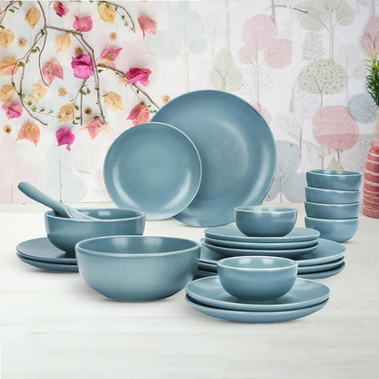 Ekhasa Ceramic Dinner Set (21 pcs, Microwave safe, Chip Resistant, Blue, Damage-Proof Packaging) | Crockery Set Dinner Set | Ceramic Dinner Plates | Stoneware Dinner Set | Porcelain Dinner Set Gift