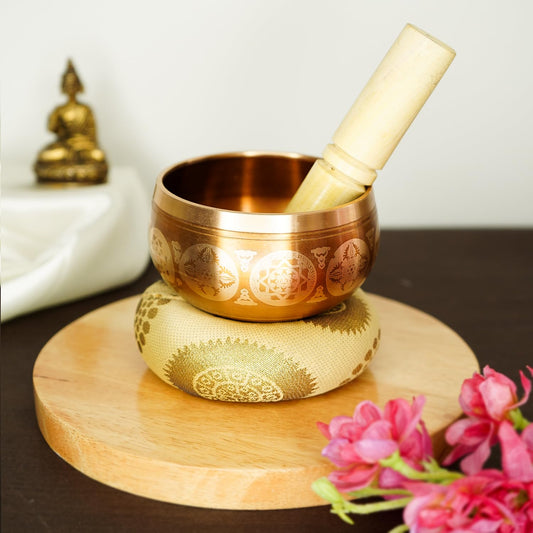 Ekhasa 100% Pure Bronze Handmade Tibetan Meditation Singing Bowl (3.5 inch) | Authentic Sound Bowl Meditation Set for Deep OM Sound | Tibetan Sound Healing Bowls are Perfect Spiritual, Yoga Gifts