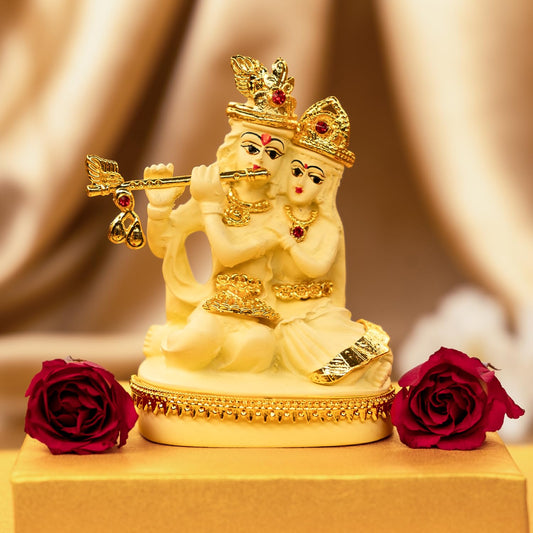 Ekhasa 100% Pure Resin Radha Krishna Murti (Size: 7.5 cm) | Radha Krishna Statue for Car Dashboard | Radha Krishna Idol for Gift | Radhe Krishna Idol for Home Decor, Office Decor, Pooja Room