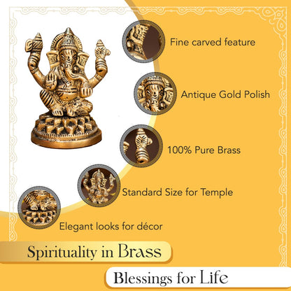 Ekhasa 100% Pure Brass Ganesha Idol in Luxury Red Velvet Box God Idols for Gifting | Best Wedding Gifts for Marriage Couple, Gifts for Couples, Housewarming Or Shop Opening Ceremony