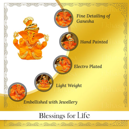 Ekhasa Ganesh Idol for Car Dashboard | Ganpati Idol for Cars | Vinayak Idols for Car Dash Board, Home Decor | Ganapathi for Home | Vinayagar Statue | Ganpati ji for Office Desk (Mango)