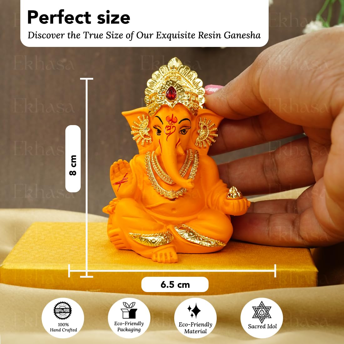 Ekhasa Ganesh Idol for Car Dashboard | Ganpati Idol for Cars | Vinayak Idols for Car Dashboard, Home Decor | Ganapathi Idol for Home | Vinayagar Statue | Ganpati ji for Office Desk (Mango)