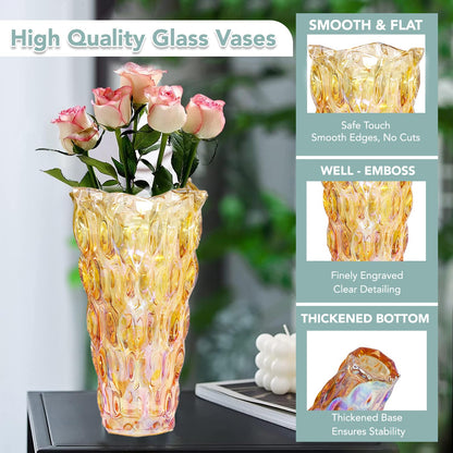 Ekhasa 100% Crystal Glass Vase Flower Pot for Home Decoration | Center Table Decorative Items | Thickened Transparent Glass Vase for Flowers. Bookshelf, Dinner Table, Office Desk & Premium Gift