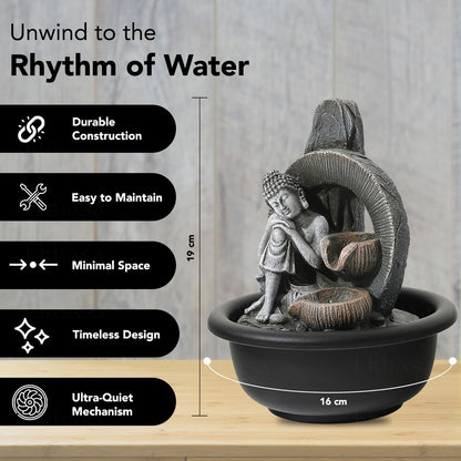 Ekhasa Buddha Water Fountains for Home Decor | Cascade Waterfall Fountain Indoor for Living Room, Balcony & Garden Outdoor | Small Mini Fountain Water Falls Showpiece Table Top Home Decoration Items