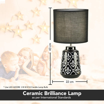 Ekhasa Ceramic Side Table Lamp for Bedroom | Bedside Night Lamps | Decorative Aesthetic Table Lamp for Living Room & Home Decoration | Cute Small Beautiful Bed Side Reading Light Lamp for Room