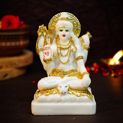 Ekhasa Aura Series Marble Dust Lord Shiva Idol for Home (5 inch) | Gold Plated Lord Siva Statue for Pooja Room, Home Decor and Office Desk | Resin Shiv Ji Murti | Sitting Bholenath Murti for Gift