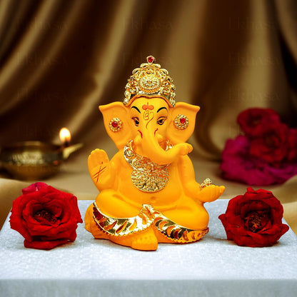 Ekhasa Ganesh Idol for Car Dashboard | Ganpati Idol for Cars | Vinayak Idols for Car Dashboard, Home Decor | Ganapathi Idol for Home | Vinayagar Statue | Ganpati ji for Office Desk (Mango)