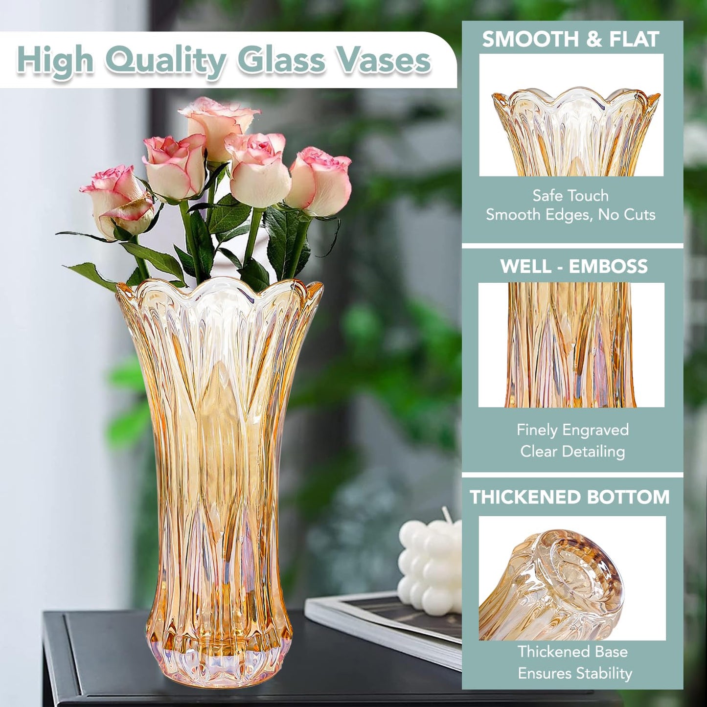 Ekhasa 100% Crystal Glass Vase Flower Pot for Home Decoration | Center Table Decorative Items | Thickened Transparent Glass Vase for Flowers. Bookshelf, Dinner Table, Office Desk & Premium Gift