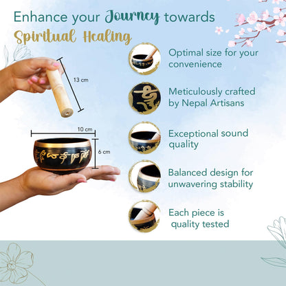 Ekhasa 100% Pure Bronze Handmade Tibetan Meditation Singing Bowl (3.5 inch) | Authentic Sound Bowl Meditation Set for Deep OM Sound | Tibetan Sound Healing Bowls are Perfect Spiritual, Yoga Gifts