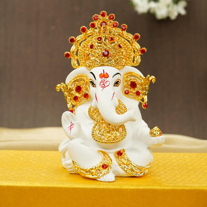 Ekhasa Ganesh Idol for Car Dashboard | Ganpati Idol for Cars | Vinayak Idols for Car Dash Board, Home Decor | Ganapathi Idol for Home | Vinayagar Statue | Ganpati ji for Office Desk (White)