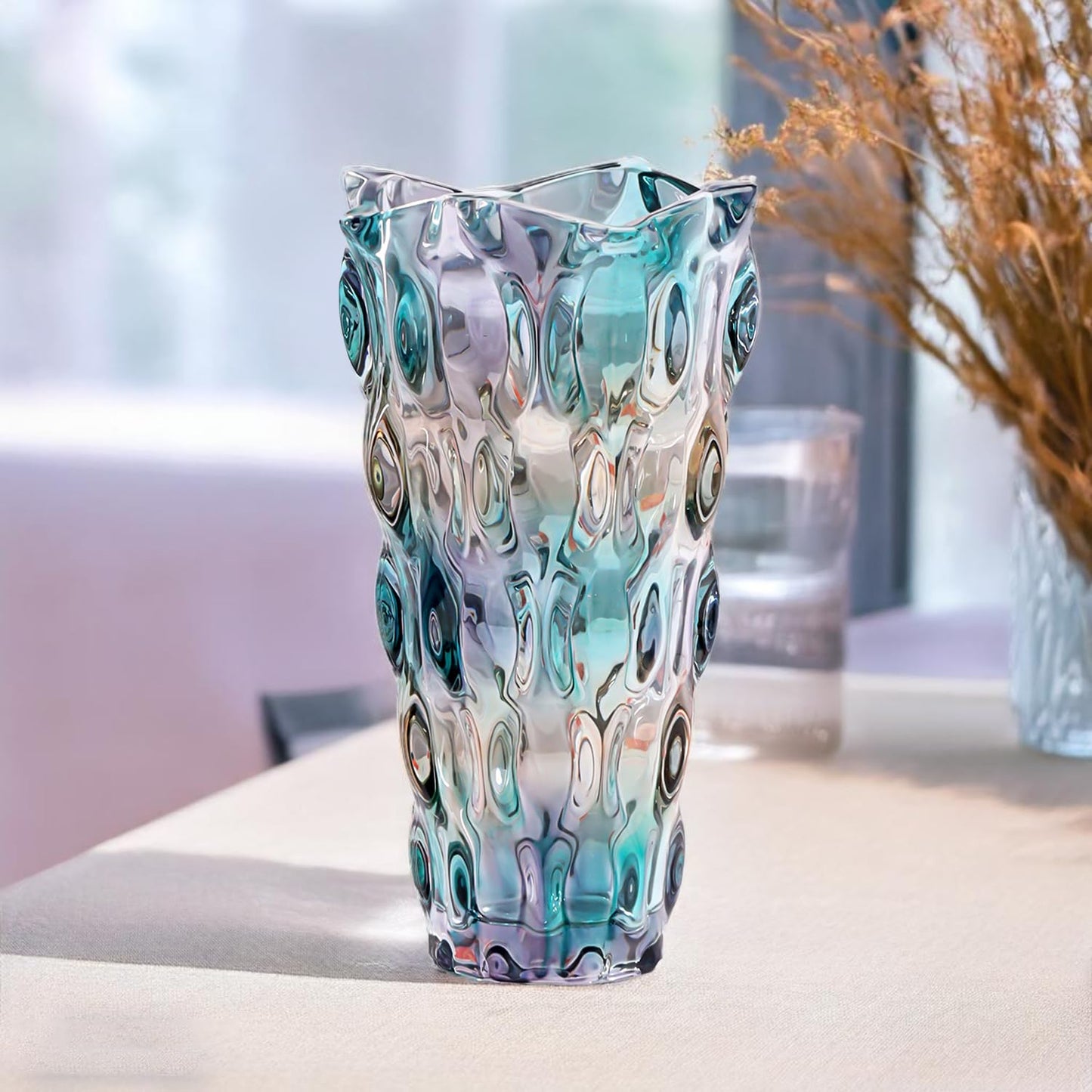 Ekhasa 100% Crystal Glass Vase Flower Pot for Home Decoration | Center Table Decorative Items | Thickened Transparent Glass Vase for Flowers. Bookshelf, Dinner Table, Office Desk & Premium Gift