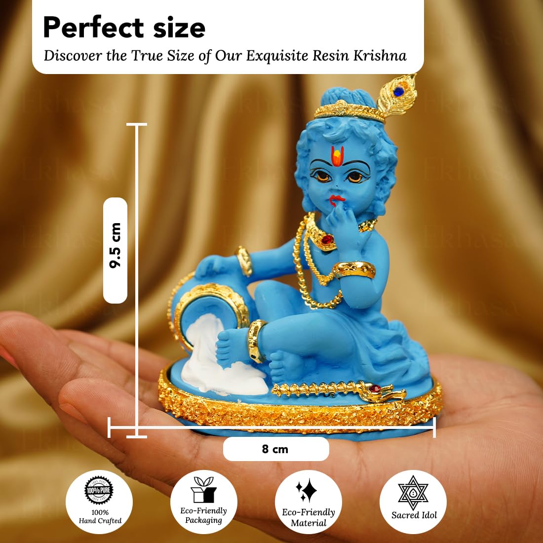 Ekhasa Blue Bal Gopal Murti (Size: 9.5 cm) | Laddu Gopal Murti for Pooja Room | Baby Krishna Idol for Home | Bal Krishna Idol | Sri Krishna Idols Gift for House Warming Ceremony