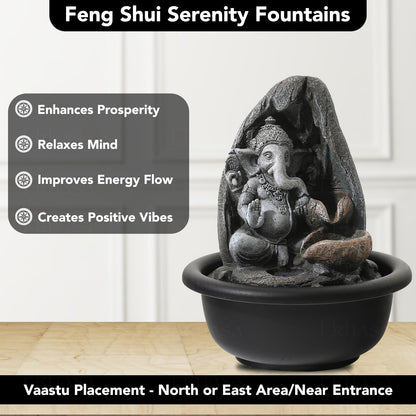 Ekhasa Ganesha Water Fountains for Home Decor | Cascade Waterfall Fountain Indoor for Living Room, Balcony & Garden Outdoor | Small Mini Fountain Water Falls Showpiece Table Top Home Decoration Items