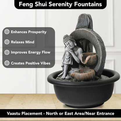 Ekhasa Buddha Water Fountains for Home Decor | Cascade Waterfall Fountain Indoor for Living Room, Balcony & Garden Outdoor | Small Mini Fountain Water Falls Showpiece Table Top Home Decoration Items