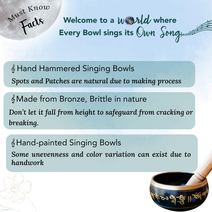 Ekhasa 100% Pure Bronze Handmade Tibetan Meditation Singing Bowl (3.5 inch) | Authentic Sound Bowl Meditation Set for Deep OM Sound | Tibetan Sound Healing Bowls are Perfect Spiritual, Yoga Gifts