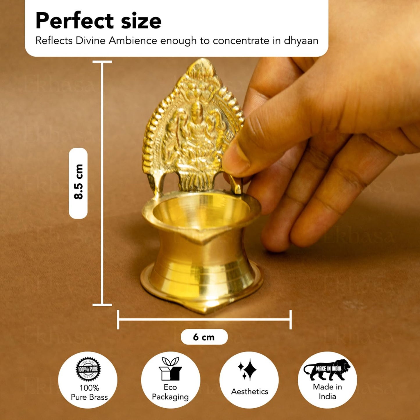 Ekhasa 100% Pure Brass Kamakshi Deepam for Pooja | Kamatchi Amman Vilakku | South Indian Diya for Pooja | Lakshmi Deepam in Brass | Pithalai Vilaku for Pooja | Ashtalakshmi Diya (Set of 2)