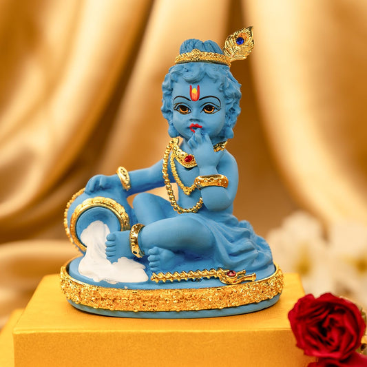 Ekhasa Blue Bal Gopal Murti (Size: 9.5 cm) | Laddu Gopal Murti for Pooja Room | Baby Krishna Idol for Home | Bal Krishna Idol | Sri Krishna Idols Gift for House Warming Ceremony