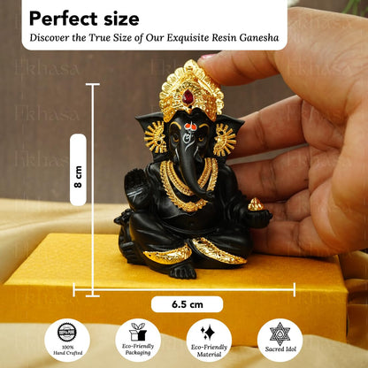 Ekhasa Ganesh Idol for Car Dashboard | Ganpati Idol for Cars | Vinayak Idols for Car Dashboard, Home Decor | Ganapathi Idol for Home | Vinayagar Statue | Ganpati ji for Office Desk (Black)