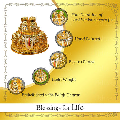 Ekhasa Tirupati Balaji Charan (4.7 cm) | Lord Venkateswara Feet Idol for Car Dashboard, Pooja Room, Home Decor & Office Desk | Venkateshwara Swamy Murti | Perumal Statue | God Idols for Gifting